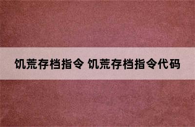 饥荒存档指令 饥荒存档指令代码